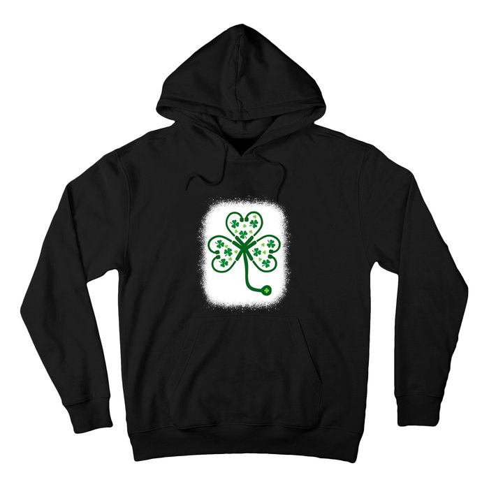 Bleach Shamrock Stethoscope Nurse St Patricks Day For Women Hoodie