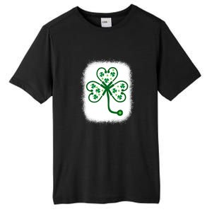 Bleach Shamrock Stethoscope Nurse St Patricks Day For Women Tall Fusion ChromaSoft Performance T-Shirt