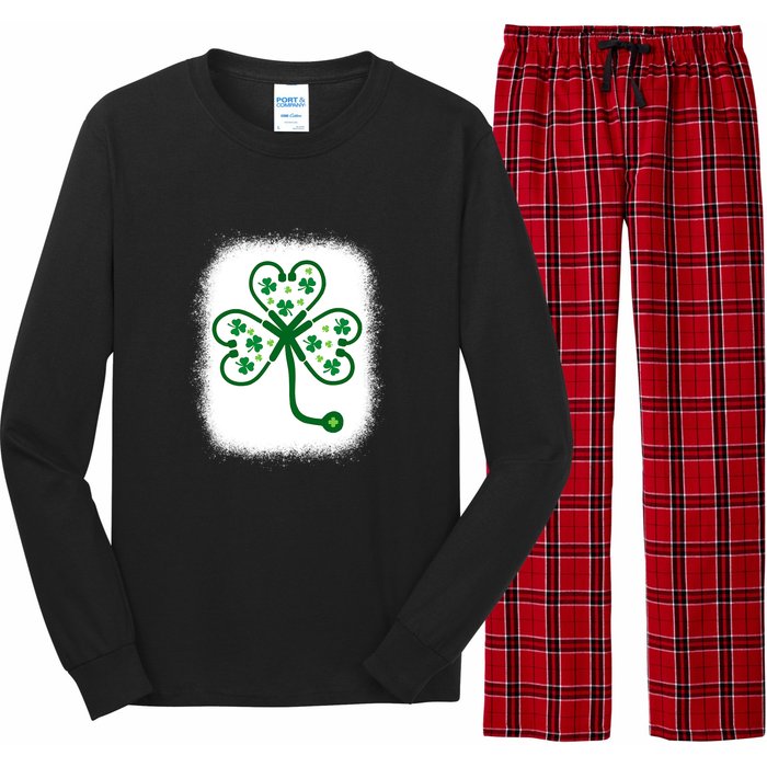 Bleach Shamrock Stethoscope Nurse St Patricks Day For Women Long Sleeve Pajama Set