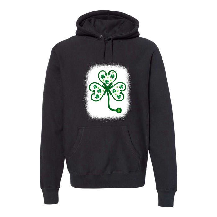 Bleach Shamrock Stethoscope Nurse St Patricks Day For Women Premium Hoodie