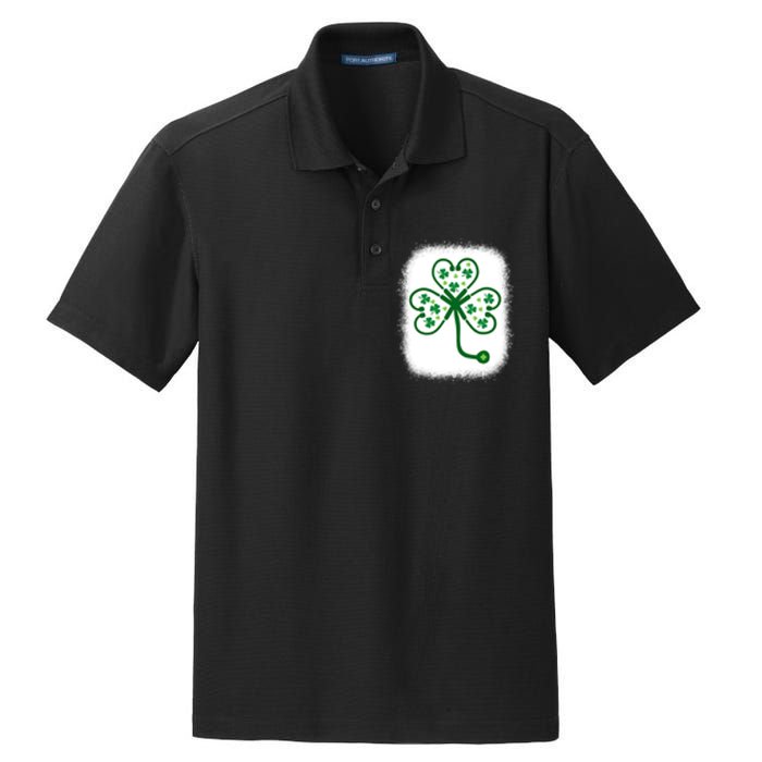 Bleach Shamrock Stethoscope Nurse St Patricks Day For Women Dry Zone Grid Polo