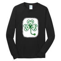 Bleach Shamrock Stethoscope Nurse St Patricks Day For Women Tall Long Sleeve T-Shirt