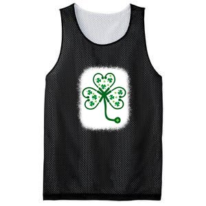 Bleach Shamrock Stethoscope Nurse St Patricks Day For Women Mesh Reversible Basketball Jersey Tank