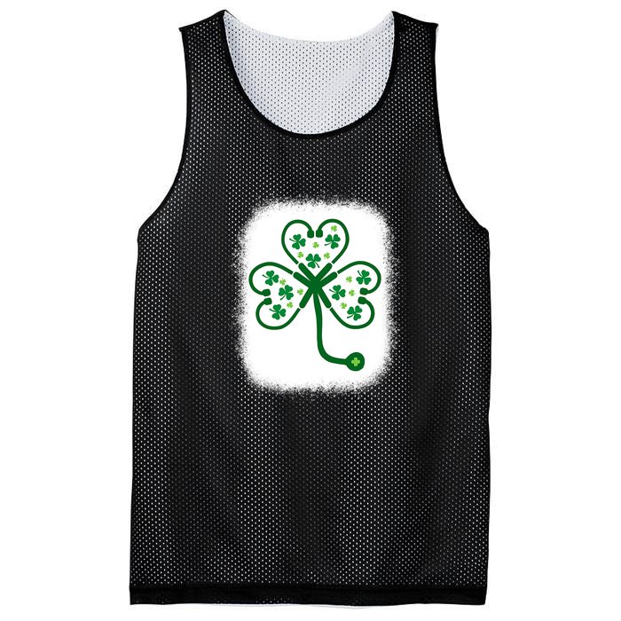 Bleach Shamrock Stethoscope Nurse St Patricks Day For Women Mesh Reversible Basketball Jersey Tank