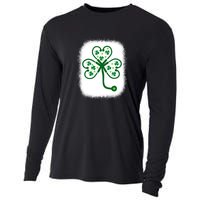 Bleach Shamrock Stethoscope Nurse St Patricks Day For Women Cooling Performance Long Sleeve Crew