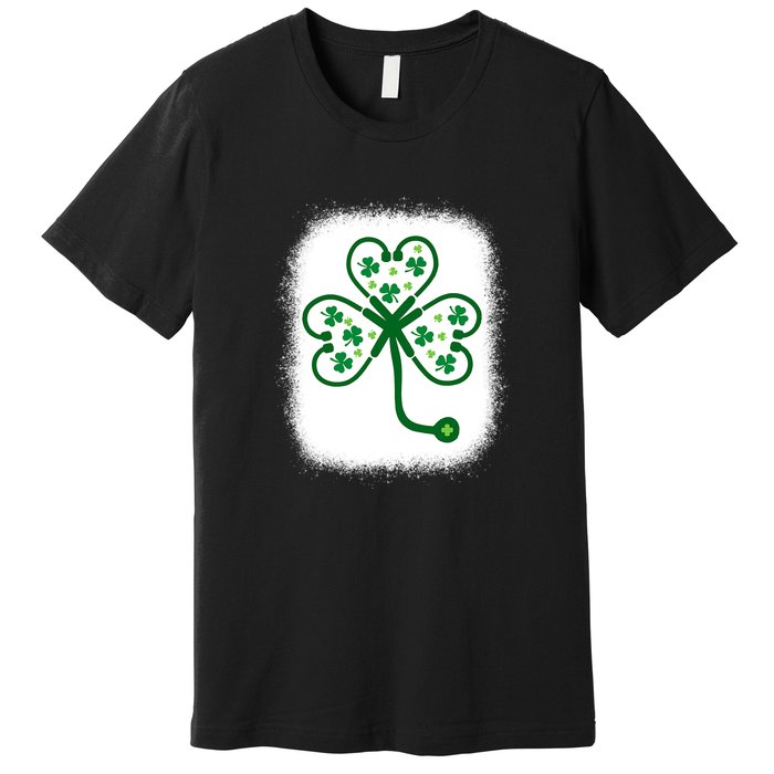 Bleach Shamrock Stethoscope Nurse St Patricks Day For Women Premium T-Shirt