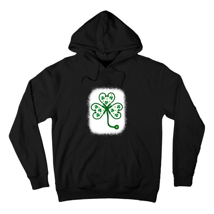 Bleach Shamrock Stethoscope Nurse St Patricks Day For Women Tall Hoodie