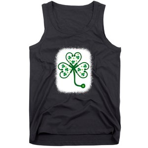 Bleach Shamrock Stethoscope Nurse St Patricks Day For Women Tank Top