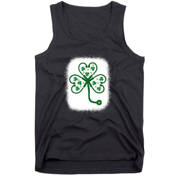 Bleach Shamrock Stethoscope Nurse St Patricks Day For Women Tank Top