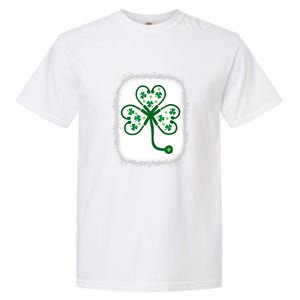 Bleach Shamrock Stethoscope Nurse St Patricks Day For Women Garment-Dyed Heavyweight T-Shirt