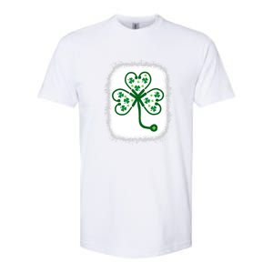 Bleach Shamrock Stethoscope Nurse St Patricks Day For Women Softstyle CVC T-Shirt