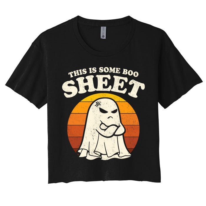 Boo Sheet Shirt This Is Some Boo Sheet Ghost Funny Retro Halloween Crop Top