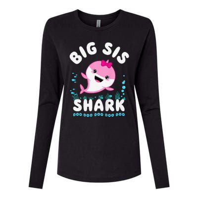 Big Sis Shark Big Sister Kawaii Womens Cotton Relaxed Long Sleeve T-Shirt