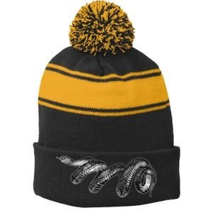 Black Snake Spirit Animal Love Reptile Fans Herp Stripe Pom Pom Beanie