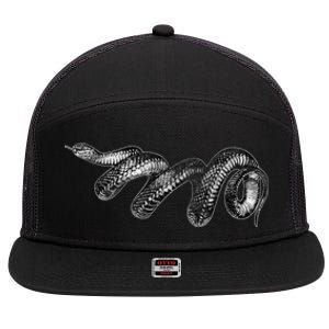 Black Snake Spirit Animal Love Reptile Fans Herp 7 Panel Mesh Trucker Snapback Hat