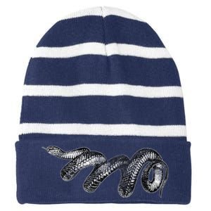 Black Snake Spirit Animal Love Reptile Fans Herp Striped Beanie with Solid Band