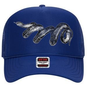 Black Snake Spirit Animal Love Reptile Fans Herp High Crown Mesh Back Trucker Hat