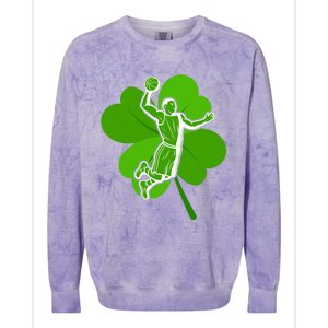 Basketball Sports Shamrock St Patricks Day Gift Colorblast Crewneck Sweatshirt