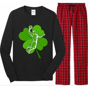 Basketball Sports Shamrock St Patricks Day Gift Long Sleeve Pajama Set