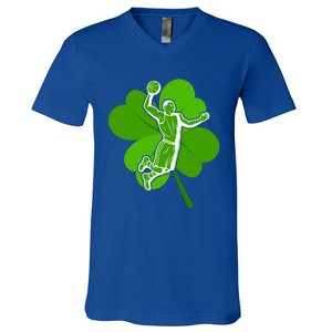 Basketball Sports Shamrock St Patricks Day Gift V-Neck T-Shirt