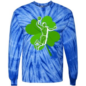 Basketball Sports Shamrock St Patricks Day Gift Tie-Dye Long Sleeve Shirt