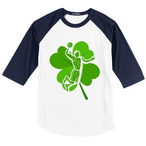 Basketball Sports Shamrock St Patricks Day Gift Baseball Sleeve Shirt