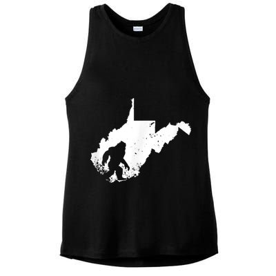 Bigfoot Sasquatch Sighted In State Of West Virginia Bigfoot Ladies PosiCharge Tri-Blend Wicking Tank