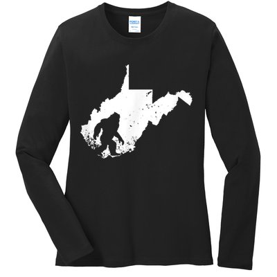Bigfoot Sasquatch Sighted In State Of West Virginia Bigfoot Ladies Long Sleeve Shirt