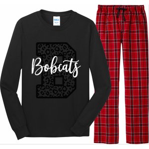 Bobcats School Spirit Leopard Sport Fan Game Day Long Sleeve Pajama Set