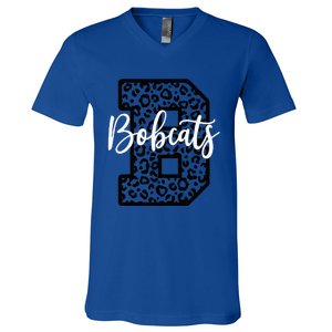 Bobcats School Spirit Leopard Sport Fan Game Day V-Neck T-Shirt