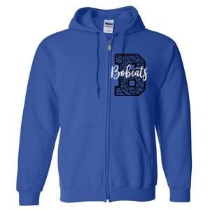 Bobcats School Spirit Leopard Sport Fan Game Day Full Zip Hoodie