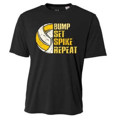 Bump Set Spike Repeat Volleyball Funny Cooling Performance Crew T-Shirt