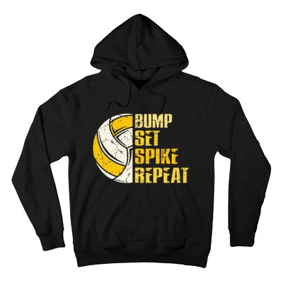 Bump Set Spike Repeat Volleyball Funny Hoodie