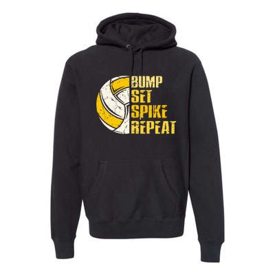 Bump Set Spike Repeat Volleyball Funny Premium Hoodie