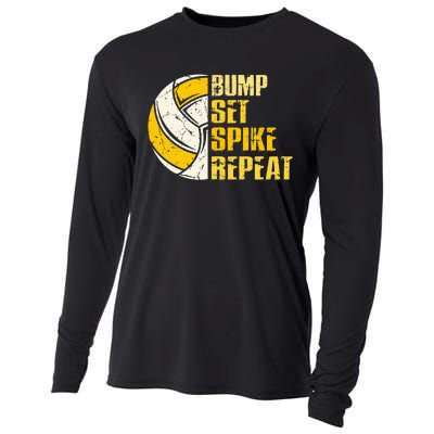 Bump Set Spike Repeat Volleyball Funny Cooling Performance Long Sleeve Crew