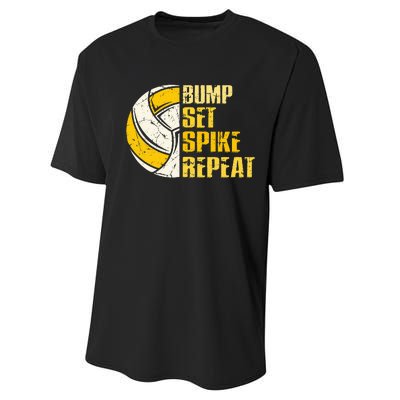 Bump Set Spike Repeat Volleyball Funny Performance Sprint T-Shirt