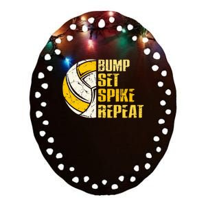 Bump Set Spike Repeat Volleyball Funny Ceramic Oval Ornament