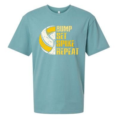 Bump Set Spike Repeat Volleyball Funny Sueded Cloud Jersey T-Shirt