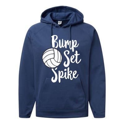 Bump Set Spike Volleyball Great Gift Player Team Performance Fleece Hoodie