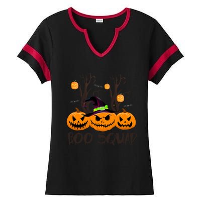 Boo Squad Scary Pumpkin Funny Halloween Costume Gift Ladies Halftime Notch Neck Tee