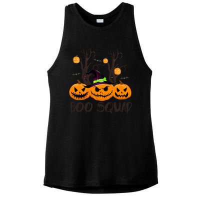 Boo Squad Scary Pumpkin Funny Halloween Costume Gift Ladies PosiCharge Tri-Blend Wicking Tank