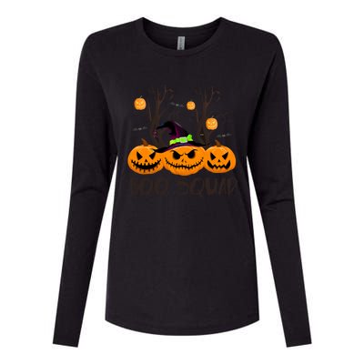 Boo Squad Scary Pumpkin Funny Halloween Costume Gift Womens Cotton Relaxed Long Sleeve T-Shirt