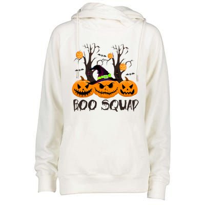 Boo Squad Scary Pumpkin Funny Halloween Costume Gift Womens Funnel Neck Pullover Hood