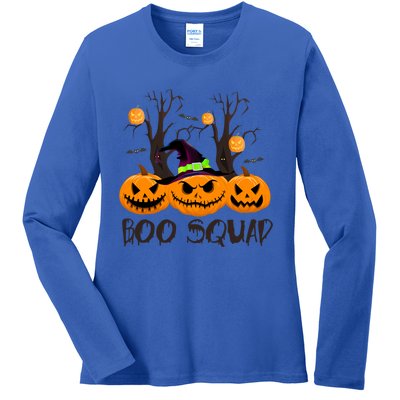 Boo Squad Scary Pumpkin Funny Halloween Costume Gift Ladies Long Sleeve Shirt