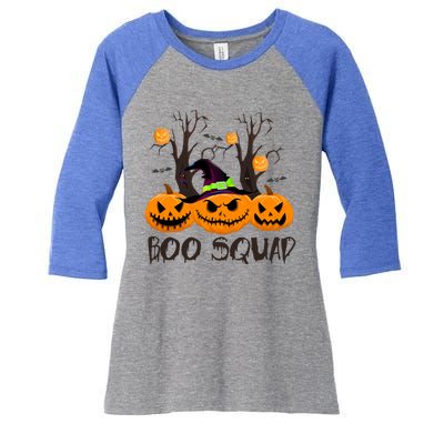 Boo Squad Scary Pumpkin Funny Halloween Costume Gift Women's Tri-Blend 3/4-Sleeve Raglan Shirt