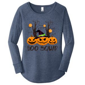 Boo Squad Scary Pumpkin Funny Halloween Costume Gift Women's Perfect Tri Tunic Long Sleeve Shirt