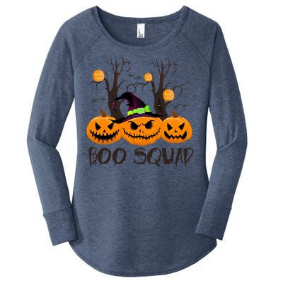 Boo Squad Scary Pumpkin Funny Halloween Costume Gift Women's Perfect Tri Tunic Long Sleeve Shirt