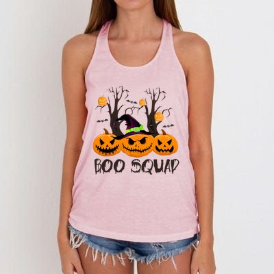 Boo Squad Scary Pumpkin Funny Halloween Costume Gift Women's Knotted Racerback Tank