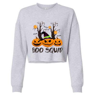 Boo Squad Scary Pumpkin Funny Halloween Costume Gift Cropped Pullover Crew