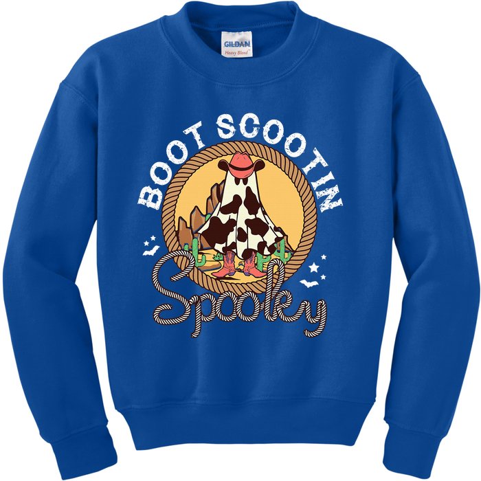 Boot Scootin Spooky Western Halloween Ghost Spooky Season Kids Sweatshirt